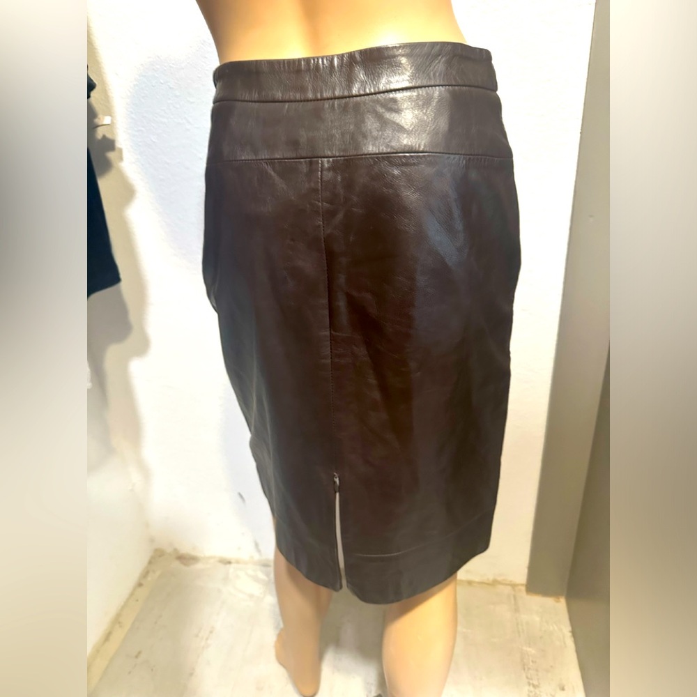 Classy brown real leather skirt 34  new! Italy